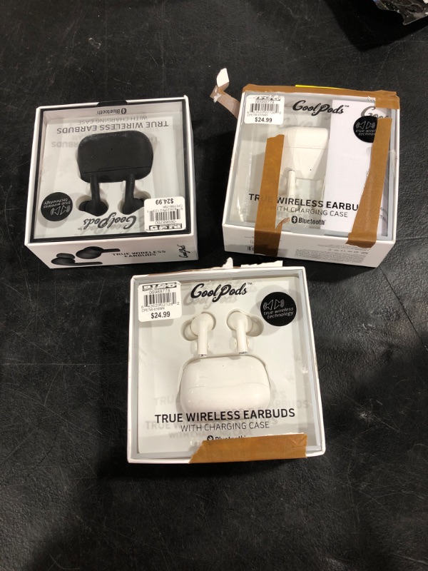 Photo 1 of 3 PAIRS OF COOL PODS TRUE WIRELESS EARBUDS- UNKNOWN IF THEY WORK - UNABLE TO TEST