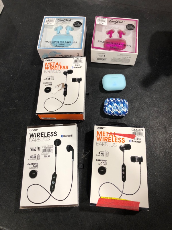 Photo 1 of 7 PAIRS OF WIRELESS EARBUDS- UNKNOWN IF THEY WORK - UNABLE TO TEST