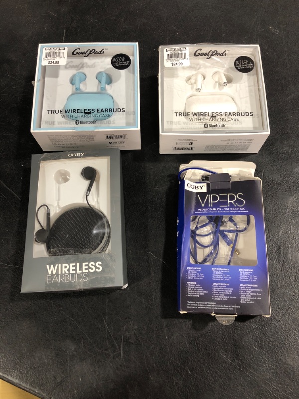 Photo 1 of 4 PAIRS OF WIRELESS EARBUDS- UNKNOWN IF THEY WORK - UNABLE TO TEST