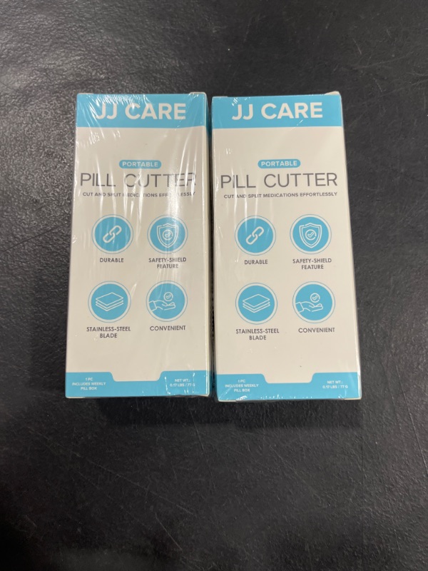 Photo 2 of 2 PACK- JJ CARE Prescription Pill Cutters for Small or Large Pills - Stainless Steel Blade Pill Splitter Cutter, Tablets & Vitamins - Weekly Pill Slicer Box Organizer with Safety Shield Feature