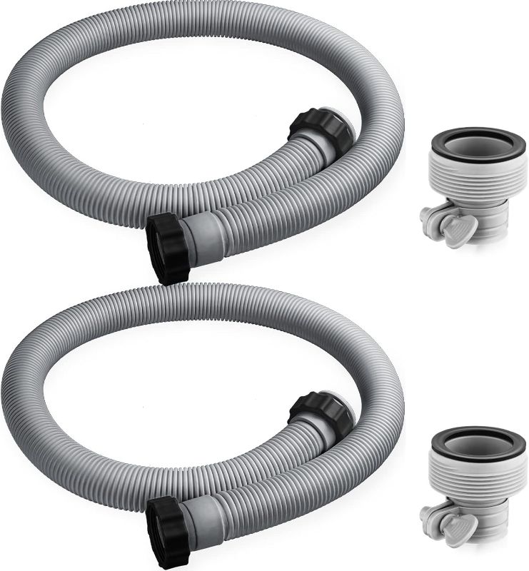 Photo 1 of 2 Pcs 1.5 Inches Accessory Pool Hoses for Above Ground Pool 59 Inches Long Replacement Hose Pool Hose Filter Pump Hose Accessories with 2 Type B Hose Adapters for Pool Saltwater Systems (Grey) 