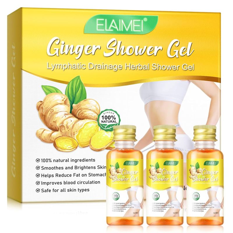 Photo 1 of 3 COUNT- TOTAL OF 9- RTBYUE 3Pcs Ginger Body Wash Turmeric Slimming Shower Gel Ginger Lymphatic Drainage Herbal Body Wash Deep Moisture Natural Organic Refreshing Shower Gel for Rejuvenating The Skin 