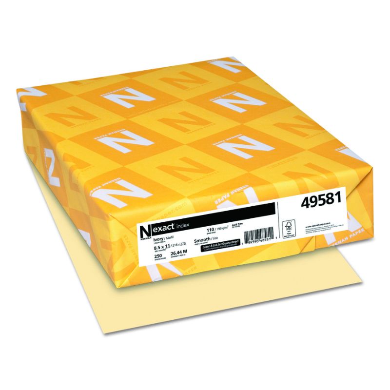 Photo 1 of Neenah Paper Exact Index Card Stock, 110 lb Index Weight, 8.5 x 11, Ivory, 250/Pack