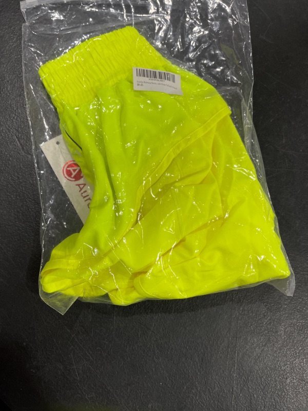 Photo 3 of Aurefin Running Shorts for Women, High Wasited Athletic Shorts with Liner and Zip Pocket Womens Workout Shorts 4 inch SIZE XSMALL. STOCK PHOTO FOR REFERENCE ONLY! ITEM COLOR IS BRIGHT YELLOW. 