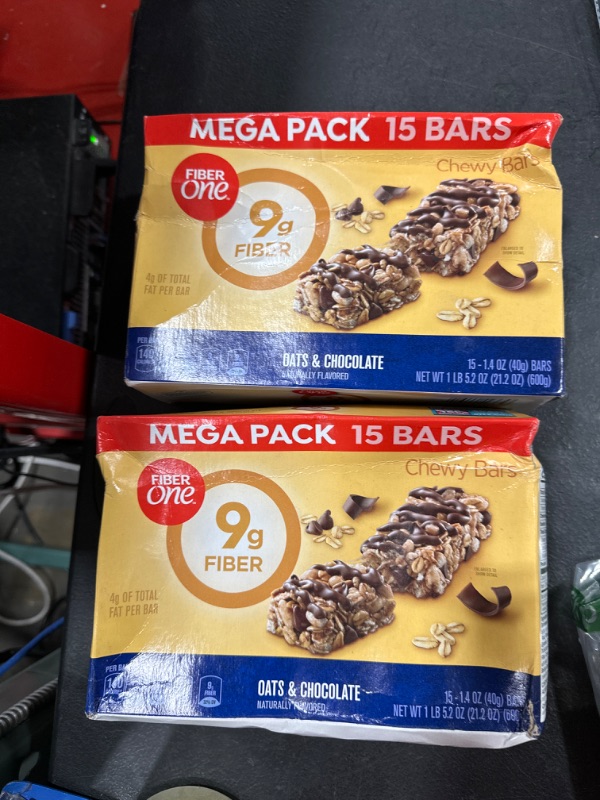 Photo 2 of 2 PACK. Fiber One Chewy Bars, Oats & Chocolate, Fiber Snacks, Mega Pack, 1.4 Ounce (Pack of 15) 15 Count - EXPIRE 12/27/2023