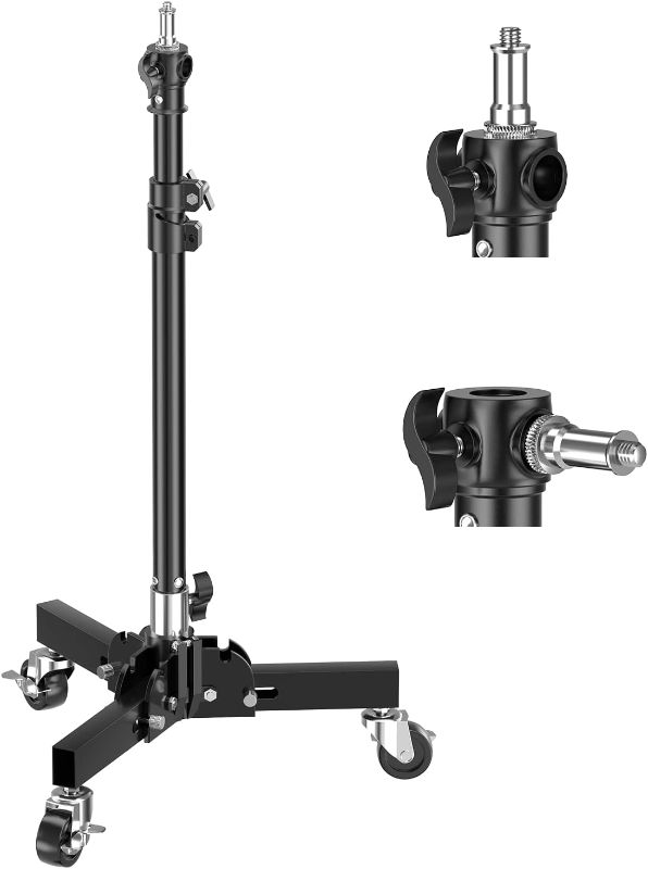 Photo 1 of EMART Photography Photo Studio 30 inch Mini Tripod Light Stand Base with Casters, Heavy-Duty Adjustable Lighting Stand on Wheels