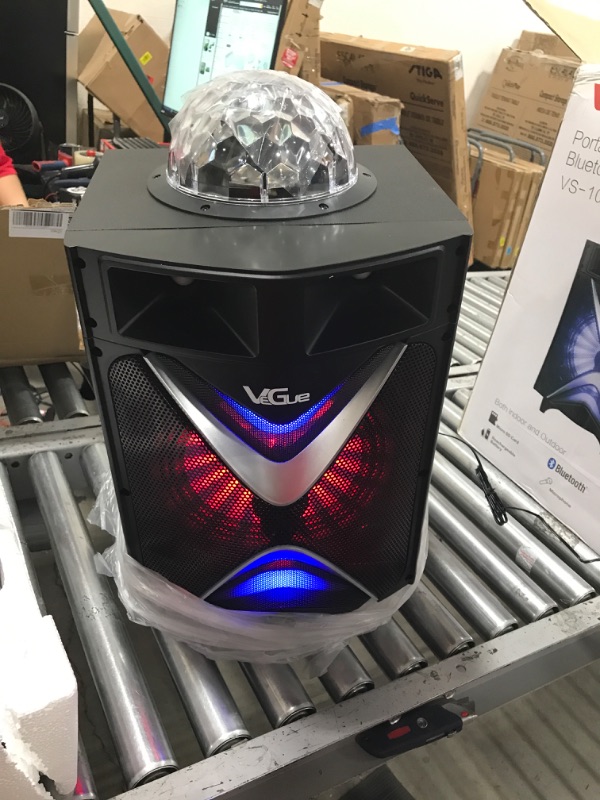 Photo 4 of Karaoke Machine for Adults & Kids, VeGue Bluetooth Speaker PA System with 2 Wireless Microphones, 10'' Subwoofer, Disco Ball LED Light, Singing Machine for Home Karaoke, Party, Church (VS-1088)
