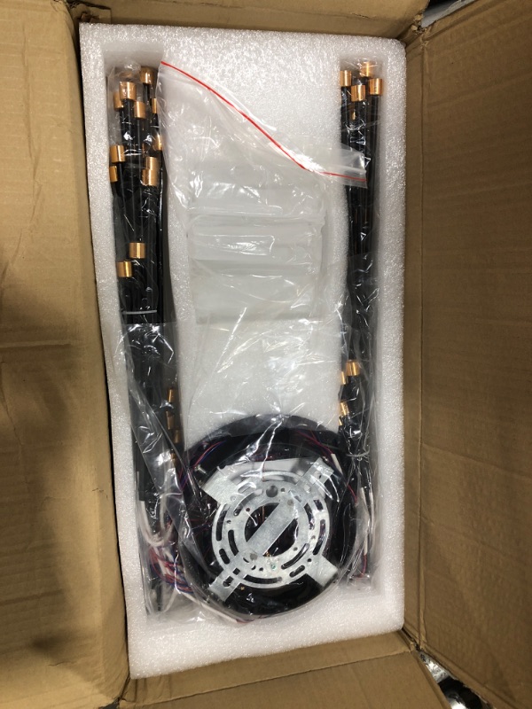 Photo 1 of JAYMP Ceiling Light Modern Flower Shape Ceiling Lamp for Living Room Bedroom Flush Mount Metal Acrylic Sputnik Firework Petal LED Lighting Fixture (Black, 42+1 Lights) 