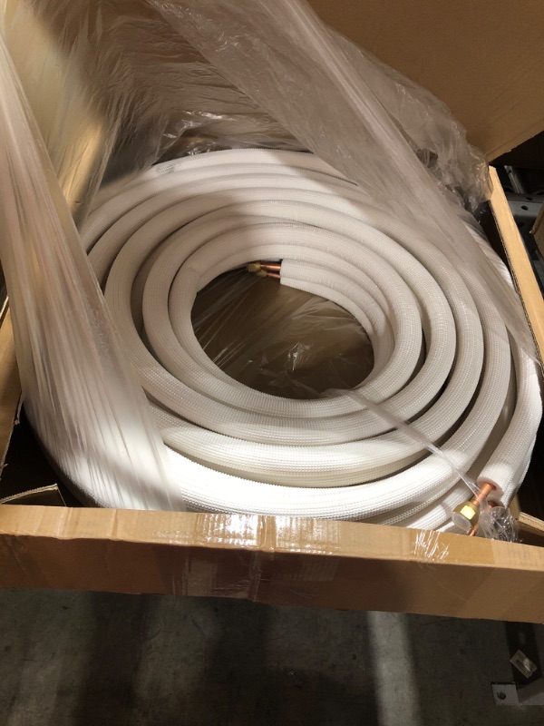 Photo 2 of 25 Ft Air Conditioning Copper Tubing Pipe Extension, 1/4" 1/2" 3/8" PE Thickened, for Mini Split AC and Heating Equipment Insulated Coil Line HVAC Refrigerant (25 Ft.1/4" & 1/2" * 3/8" PE WITH NUTS)
