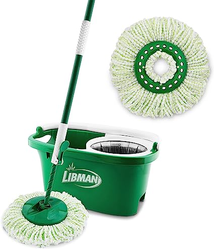 Photo 1 of Libman Tornado Spin Mop System Plus 1 Refill Head | Mop and Bucket with Wringer Set | Libman Mop for Floor Cleaning | Hardwood Floor Mop | 2 Total Mop Heads Included,Green
