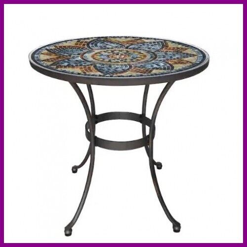 Photo 1 of  PARTS ONLY Mix and Match 28 in. Metal and Glass Mosaic Patio Bistro Table (TABLE TOP ONLY) 
