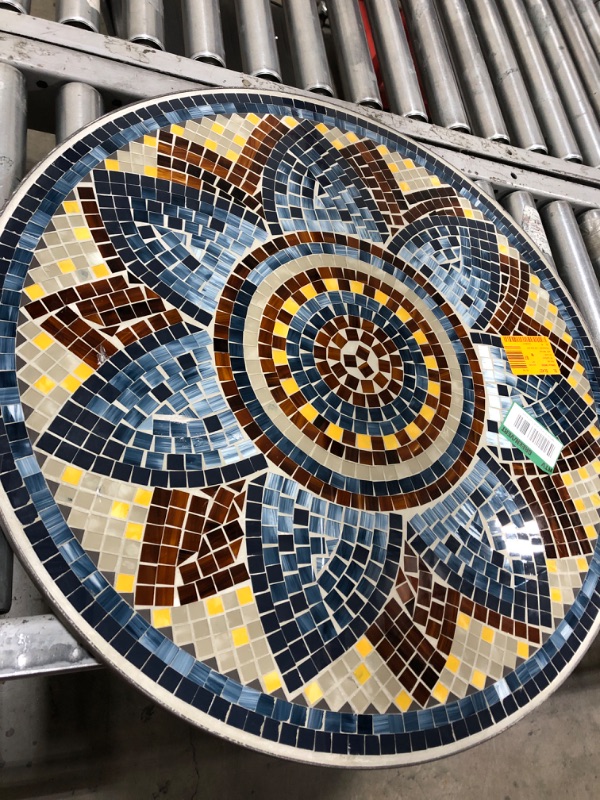 Photo 2 of  PARTS ONLY Mix and Match 28 in. Metal and Glass Mosaic Patio Bistro Table (TABLE TOP ONLY) 
