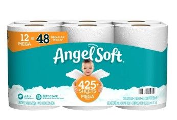 Photo 1 of Angel Soft Toilet Paper, 12 Mega Rolls = 48 Regular Rolls, 2-Ply Bath Tissue
