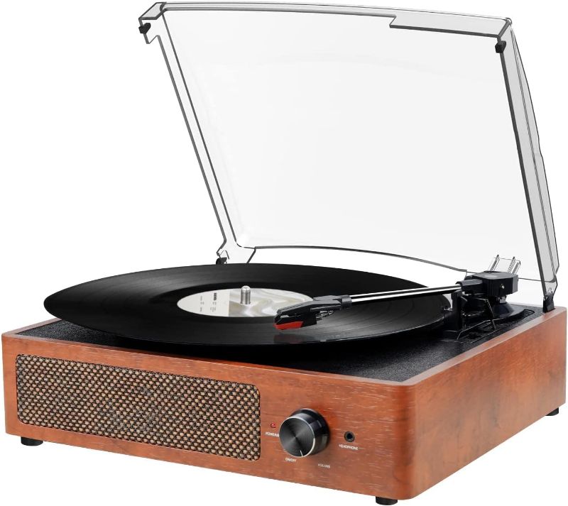 Photo 1 of  Retrolife Bluetooth Turntable Vinyl Record Player with Speakers, 3 Speed Belt Driven Vintage Player for Entertainment AUX in RCA Out
