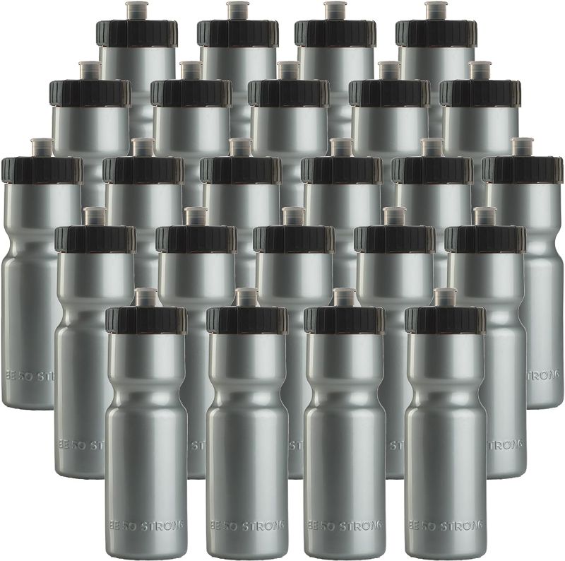 Photo 1 of  24 Pack Sports Bottle | 22 oz. BPA-Free Easy Open with Pull Top Cap | Made in USA | Reusable Plastic Water Bottles for Adults & Kids | Top Rack Dishwasher Safe
