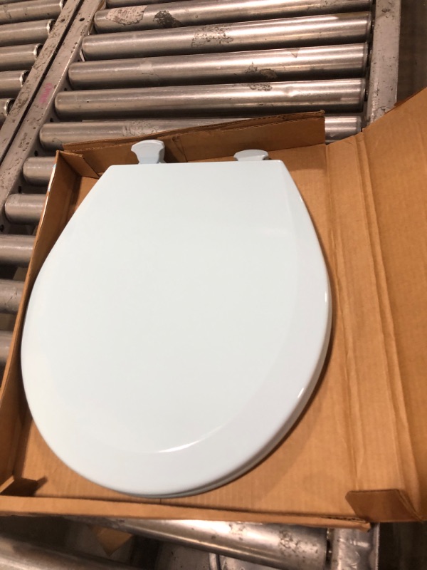 Photo 3 of Bemis 500EC 464 Toilet Seat with Easy Clean & Change Hinges, ROUND, Durable Enameled Wood, Dresden Blue Dresden Blue 1 Pack Round