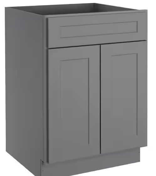 Photo 1 of 24 in. W x 24 in. D x 34.5 in. H in Raised Panel Dove Plywood Ready to Assemble Floor Base Kitchen Cabinet with 1-Drawer
