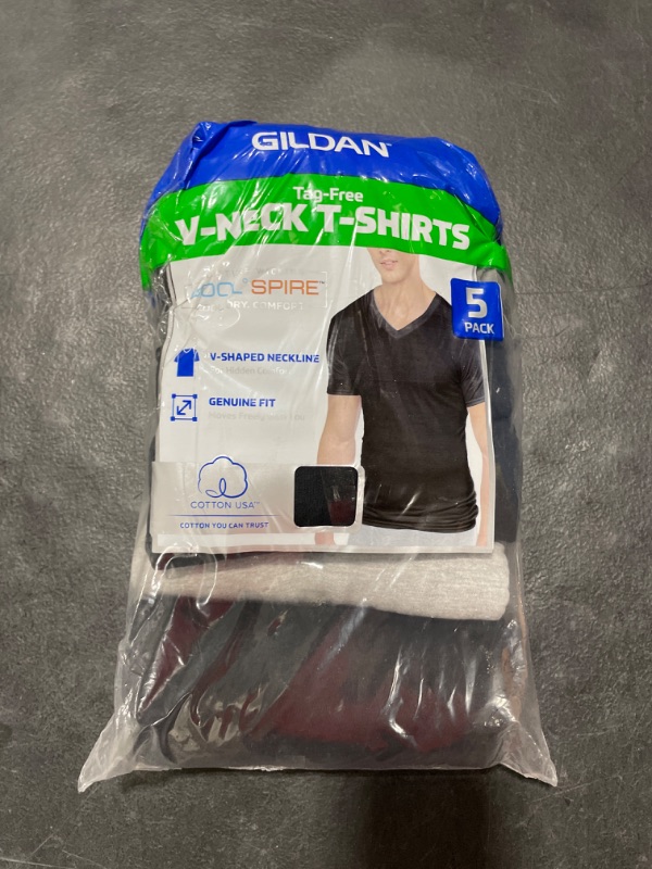 Photo 2 of Gildan Men's V-neck T-shirts, Multipack, Style G1103 5 Black/Sport Grey/Charcoal (5-pack) Medium