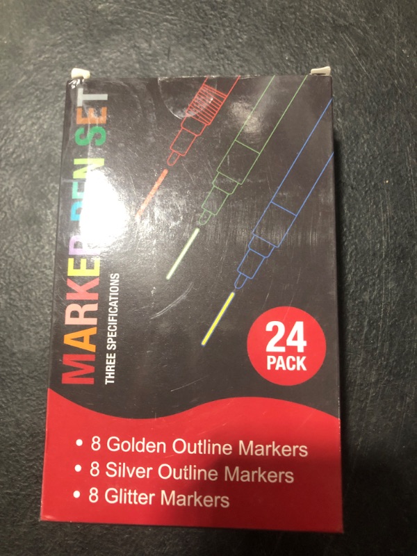 Photo 2 of VOROME Double Line Outline Pens & Glitter Markers Sets : 8 Golden + 8 Silver Colors Self Outline Metallic Markers Double Line Pen, 8 Colors Glitter Markers for Art, Drawing, Greeting Cards,Posters