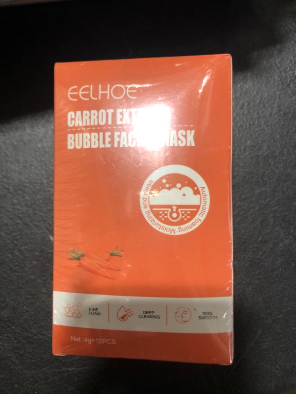 Photo 2 of 2 pieces Carrot Bubble Mask, Carrot Bubble Cleaning Facial Mask, Clean Pore Purifying Mud Film Face Mask Deep Cleanse Mask 