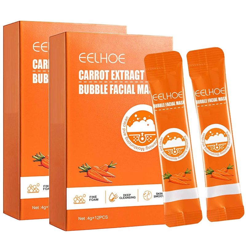 Photo 1 of 2 pieces Carrot Bubble Mask, Carrot Bubble Cleaning Facial Mask, Clean Pore Purifying Mud Film Face Mask Deep Cleanse Mask 