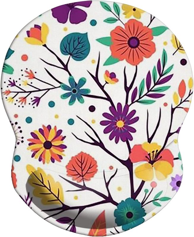 Photo 1 of Mouse Pad,Ergonomic Mouse Pad with Wrist Support Gel Mouse Pad with Wrist Rest, Mouse Mat Comfortable Typing Pain Relief,Non-Slip PU Base for Computer, Laptop, Home, Office(Flowers Branches 1)
