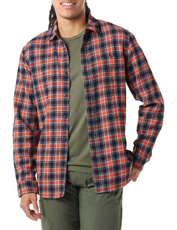 Photo 1 of Amazon Essentials Men's Slim-Fit Long-Sleeve Flannel Shirt X-Large Brown Plaid