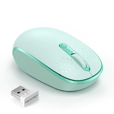 Photo 1 of TECKNET 2.4G Silent Wireless Mouse with USB Receiver, 800/1200/1600 DPI - Mint Green