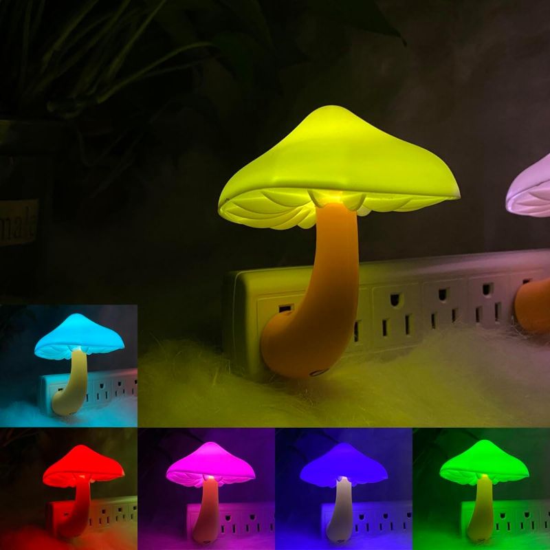 Photo 1 of [1 Pack] UTLK Plug-in LED Mushroom Night Light Lamp with Dusk to Dawn Sensor,Plug in LED Bed Cute Mushroom Nightlight Night lamp Wall Light Baby Night Lights for Kids Children (7-Color)