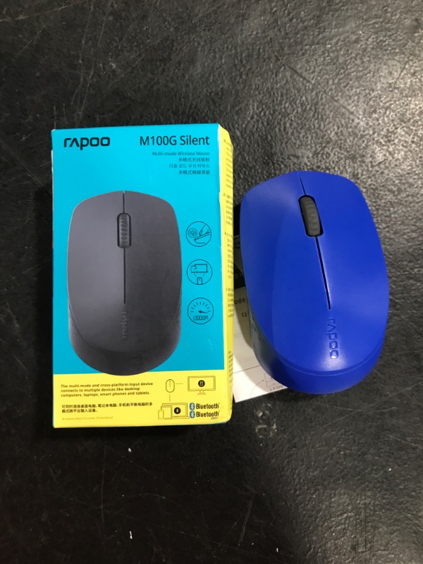 Photo 2 of Rapoo Bluetooth 2.4G Wireless Mouse, 2 Bluetooth Channels with 1 USB Receiver Noiseless Mouse, Connect up to 3 Devices, Portable Computer Mice for PC, Tablet, Laptop-Blue