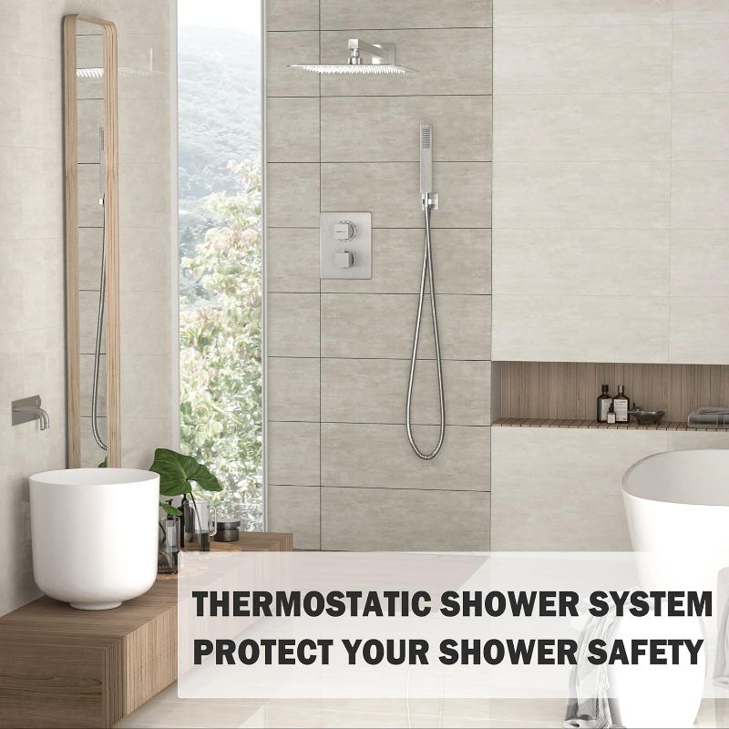 Photo 1 of 2 Function Shower System,Shower Faucet Set Complete for Bathroom,Rain Shower Head with Handheld Sprayer Set,Shower Valve Included,Brushed Nickel