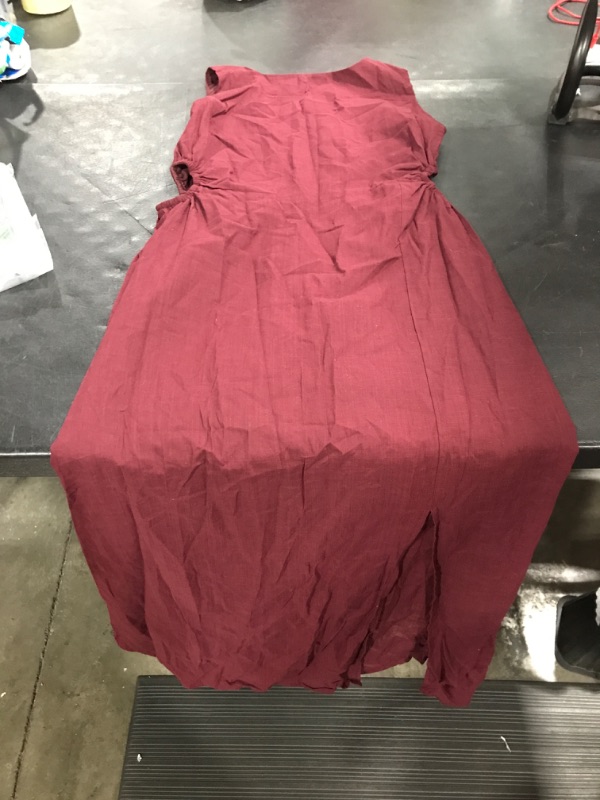 Photo 2 of [Size XL] Women's Long Sleeveless Burgundy Dress