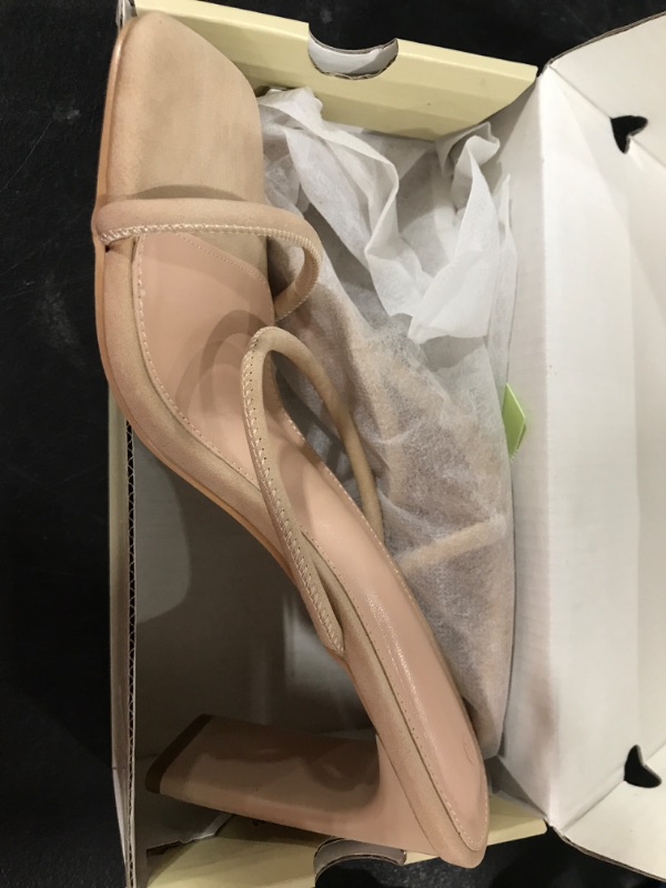 Photo 2 of [Size 6.5] VETASTE Women Double Straps Heel Sandals Square Open Toe Party Dress Shoes 6.5 Beige