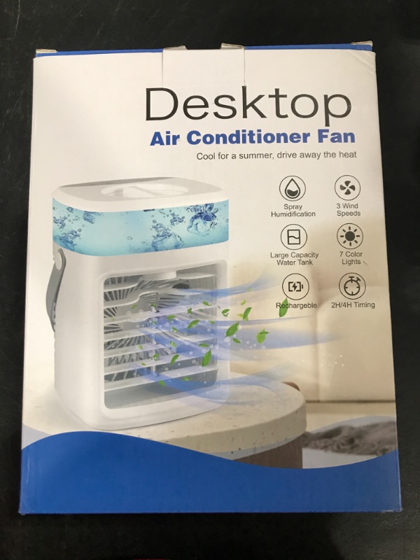 Photo 1 of Mini Air Conditioner with 700ML, Portable Air Conditioner, Evaporative Air Cooler, 3 Speeds Personal Space Cooler Humidifier, Small Portable AC Desk Spray Fan for Home Office Room
