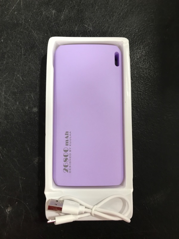 Photo 2 of Kuulaa Portable Charger 26800mAh, High Capacity Power Bank, Dual-Input and Dual-Output Battery Pack USB C, Cell Phone Battery Chargers for iPhone, Samsung Galaxy, Google LG & etc Purple