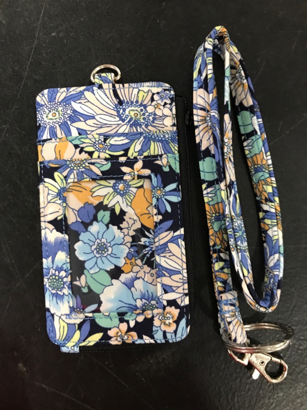 Photo 1 of ID Wallet Lanyard- Blue Floral