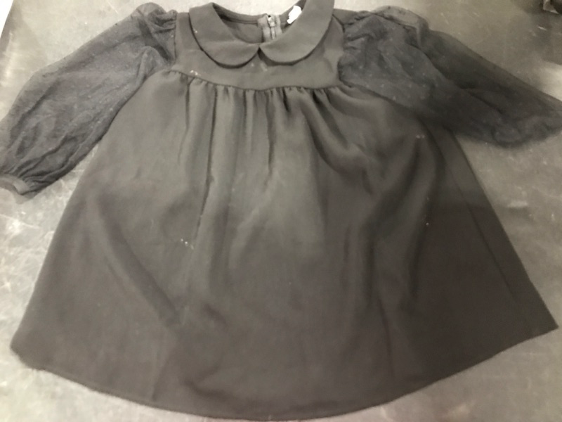 Photo 1 of [Size 3T] Babies Girls Dress Shirt with See Through Long Sleeves- Black