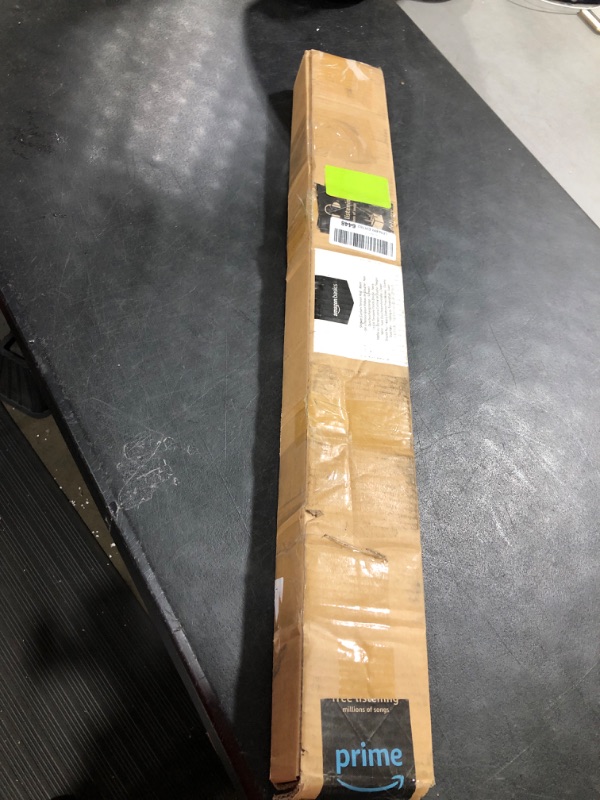Photo 3 of Amazon Basics Adjustable Tension Curtain Rod, 36-54" Width - Black, Classic Finial Black 36-54" Indoor