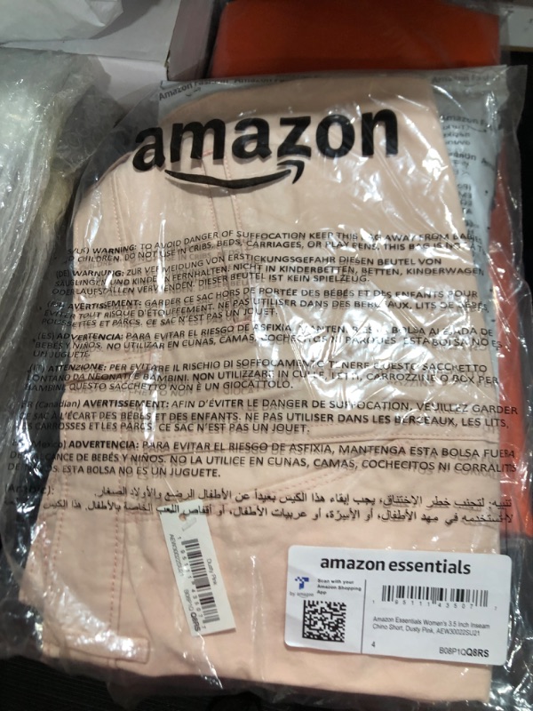 Photo 2 of Amazon Essentials Women's Mid-Rise Slim-Fit 3.5 Inch Inseam Khaki Short 4 Dusty Pink