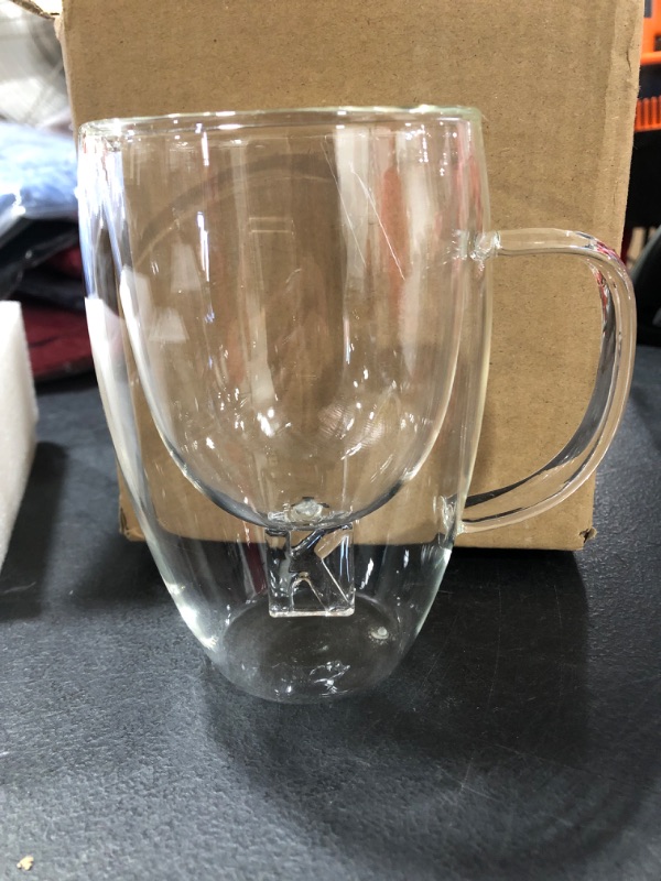 Photo 2 of 12 Oz Double Walled Glass Coffee Mugs with Handle, Layer Coffee Cups,Clear Borosilicate Glass Mugs,Perfect for Cappuccino,Tea,Latte,Espresso,Hot Beverage,Wine,Microwave Safe with K INITAL