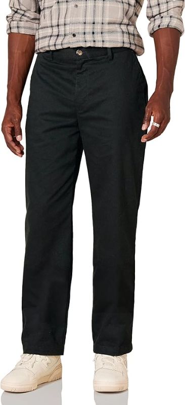 Photo 1 of Amazon Essentials Men's Classic-Fit Wrinkle-Resistant Flat-Front Chino Pant (Available in Big & Tall) 36W x 29L Black