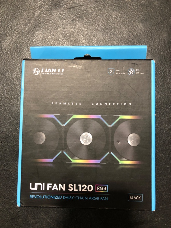 Photo 2 of Lian Li UNI FAN SL120 Single Pack White Without Controller ( Compatible with Lian Li SL120 3 pack or SL140 2 pack only), Black