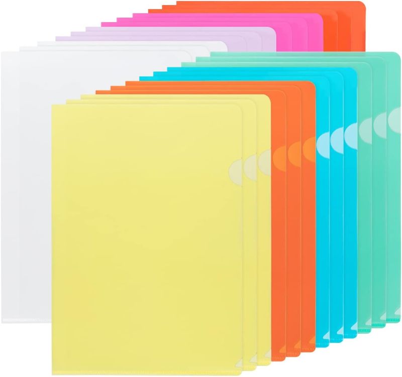 Photo 1 of 42 Pcs A4 Clear Plastic Folders, Colored Plastic Wallets for File Paper Cover, A4 Plastic Sleeves Wallets for Protection Files, Clear Plastic Project Pockets for Work, Report, Project, Presentation