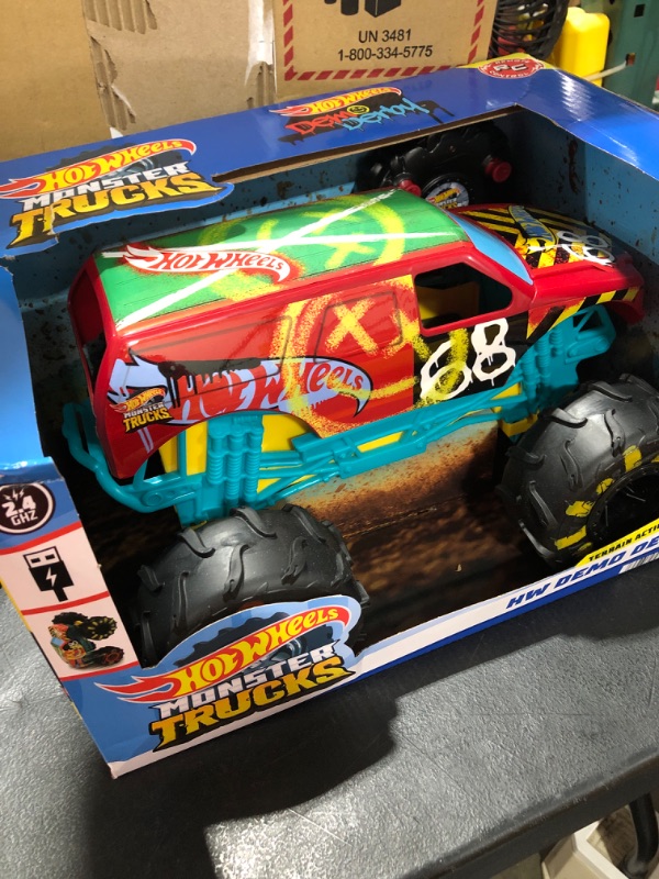 Photo 2 of ?Hot Wheels RC Monster Trucks 1:15 Scale HW Demo Derby, 1 Remote-Control Toy Truck with Terrain Action Tires, Toy for Kids 4 Years Old & Older HW DEMO DERBY RC