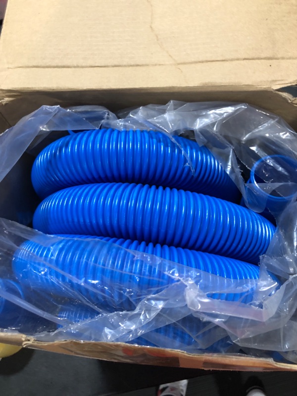 Photo 2 of 4 Pcs Pool Hose for Above Ground Pools 1.5 Inches Diameter 59 Inches Length Replacement Swimming Pool Pump Hose with 8 Pcs Hose Clamps and 4 Replacement Hose Adapter (Blue)