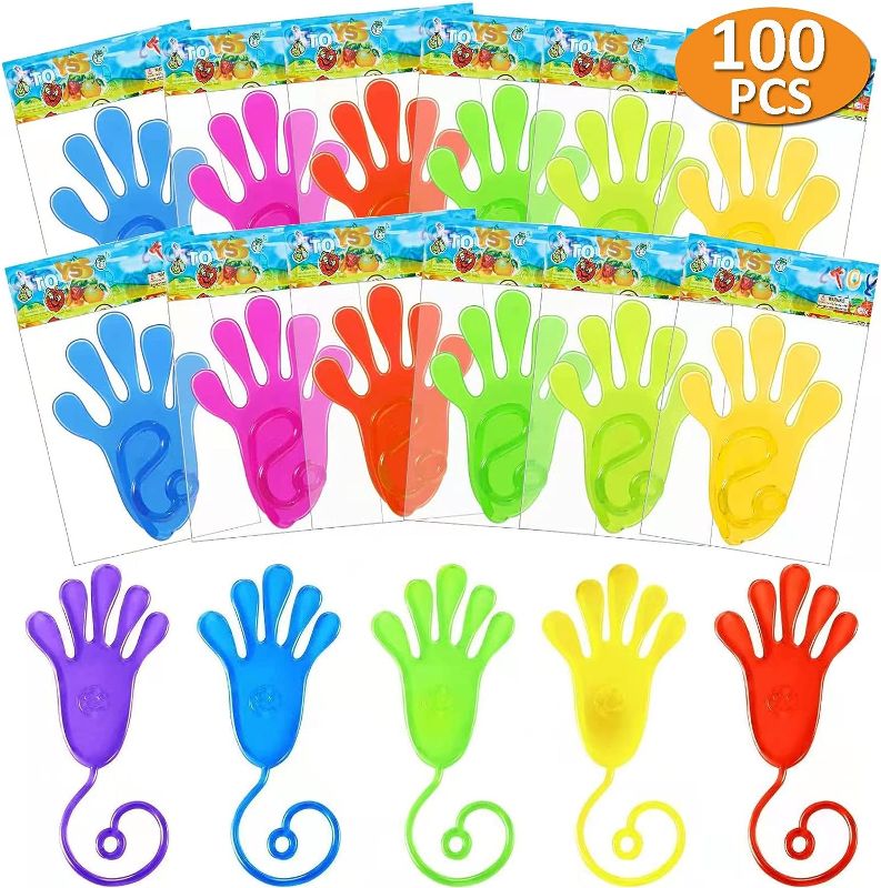 Photo 1 of 100 Pcs Sticky Hands Party Favors, 2 Inch Bulk Stretchy Toys, Easter Basket Stuffer for Kids, Treasure Box Toys For Classroom Rewards, Kids' Party Supplies For Pinata Stuffers, Carnival Prize (Original) 