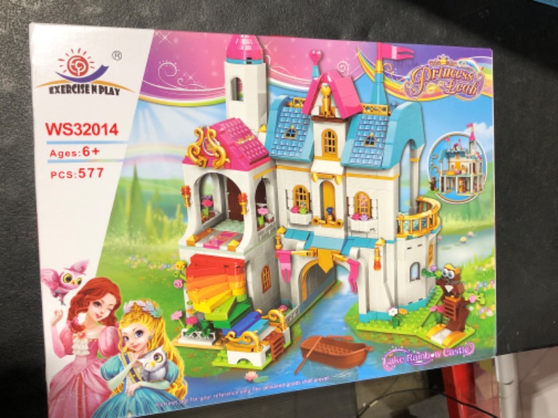 Photo 2 of Building Toy Deluxe Brick for Ages 6-12 Girls Boys,Princess Leah Lake Rainbow Castle Building Kit Castle Toy House Toys,Creative Building Toys,Recreat ???? Colored Castle