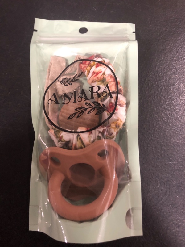 Photo 2 of Amara Pacifier Clip Cloth Wood Clip Comes with Free Pacifier in The Package! (Rose)