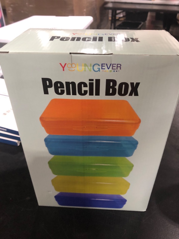 Photo 2 of Youngever 5 Pack Plastic Pencil Box, Pencil Case Box, Translucent Pencil Boxes, School Supply Box