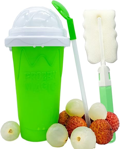 Photo 1 of  Slushies Cup, Slushy Maker Cup, Smoothie Cup, Double Layer Pinch Cup, Freezer Cups for Smoothies Cooling and Frozen Magic Cups, Turn Drinks Beverages into Smoothies Quickly, 350ML
